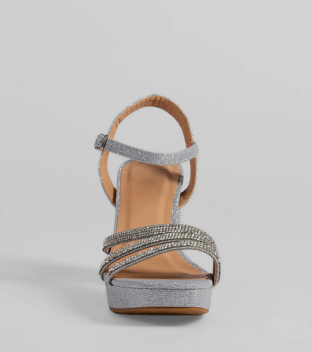 Stepping Out Rhinestone Strappy Platform Block Heels | Windsor