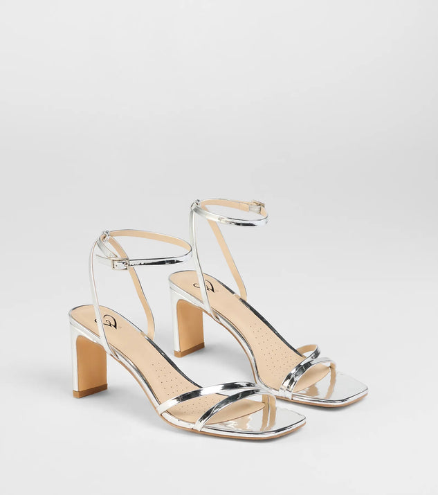 So Obsessed Metallic Strappy Block Heels