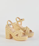 Step into style with the Fun In The Sun Raffia Platform Block Heels, nude heels made to complete your Windsor look with comfort and glam in mind.