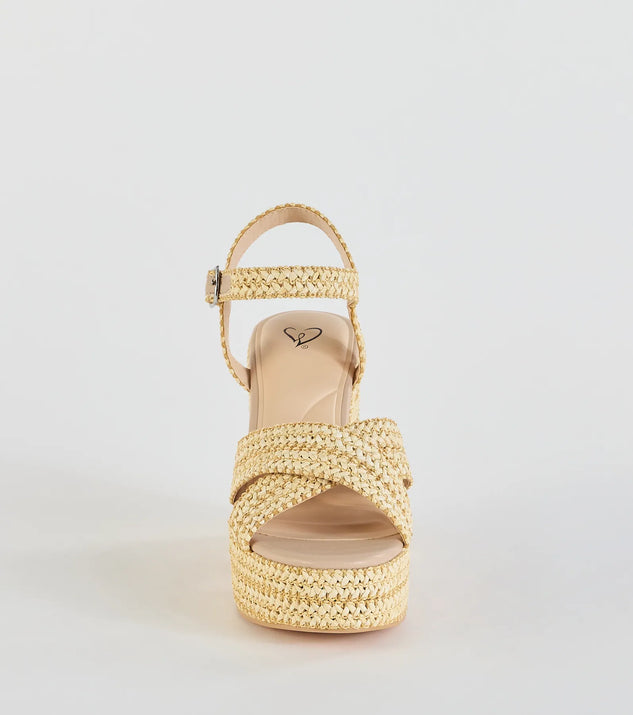 最新デザインの In Fun The Windsor | Heels Block Platform Raffia Sun 靴