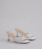 Step into style with the All Kinds Of Sweet Woven Stiletto Mules, white heels made to complete your Windsor look with comfort and glam in mind.