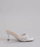 Elevate warm-weather looks with All Kinds Of Sweet Woven Stiletto Mules in white, a pair of trendy sandals bringing chic, modern flair to every step.