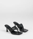 Step into style with the Sheer Twist Mesh Thong Stiletto Mules, black heels made to complete your Windsor look with comfort and glam in mind.