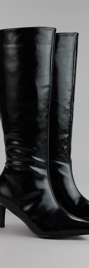 This piece brings trend-right energy to the Sleek Stance Faux Leather Stiletto Boots, perfect for fall outfits that stand out.