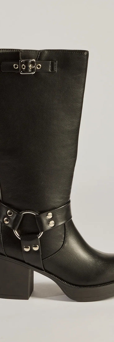 Sleek Strut Under-The-Knee Moto Boots