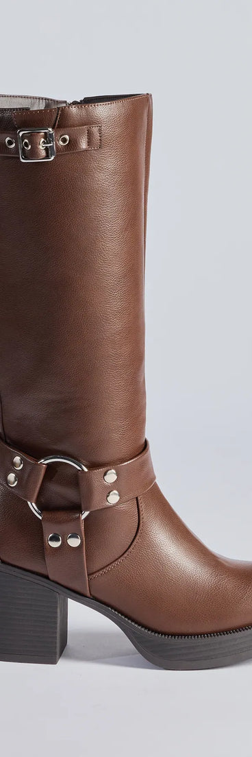 Sleek Strut Under-The-Knee Moto Boots