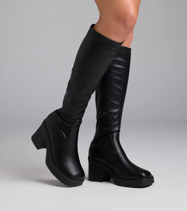 Step Out Platform Block Heel Boots