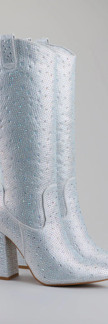 Total Glam Girl Rhinestone Knee-High Boots
