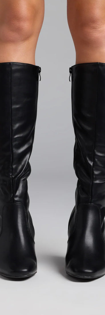 Style made simple with the Chic Season Under The Knee Boots in black, trendy women’s shoes that take your outfit from basic to bold in one step.