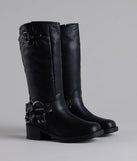 Bring The Edge Buckled Square Toe Boots
