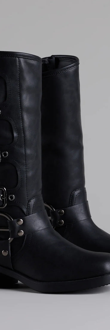 Totally Edgy Buckled Square Toe Boots