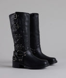 Totally Edgy Buckled Square Toe Boots