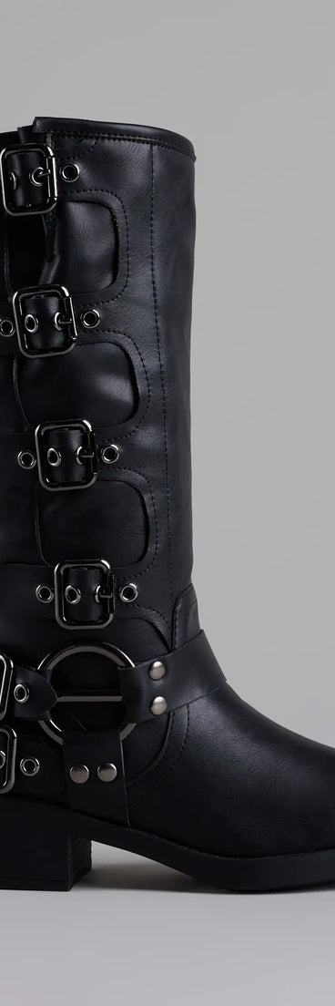 Totally Edgy Buckled Square Toe Boots