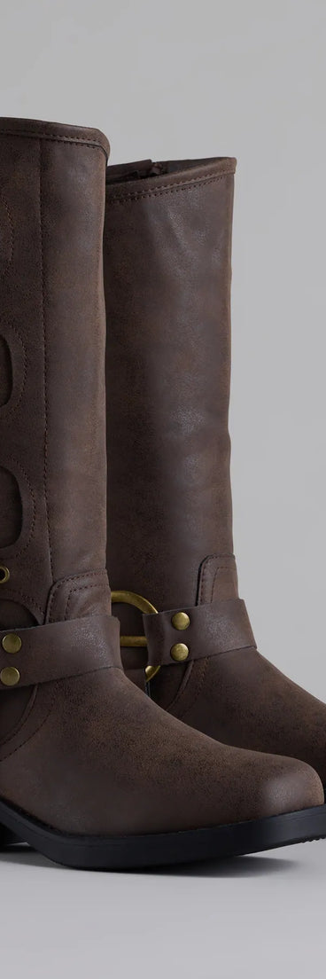 Totally Edgy Buckled Square Toe Boots