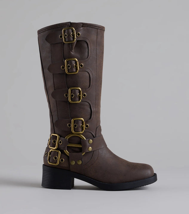 Totally Edgy Buckled Square Toe Boots