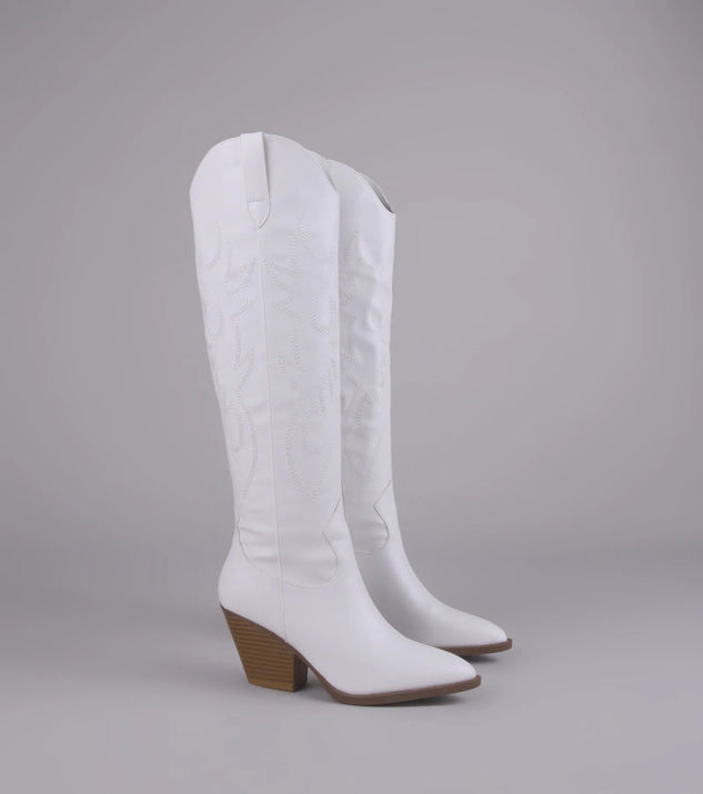 【Anyone more】Rear White Midi Boots Women's Sierra Western Boot In White Leather - Thursday