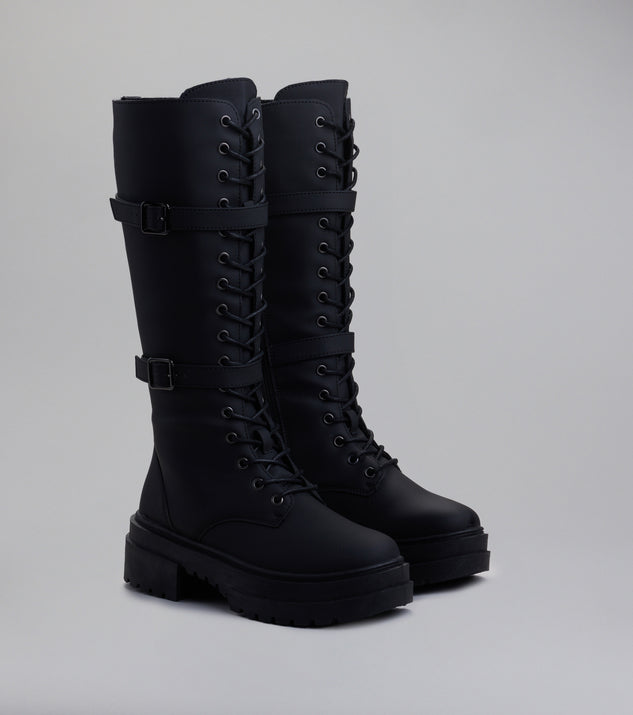 Serve and Slay Under The Knee Combat Boots | Windsor