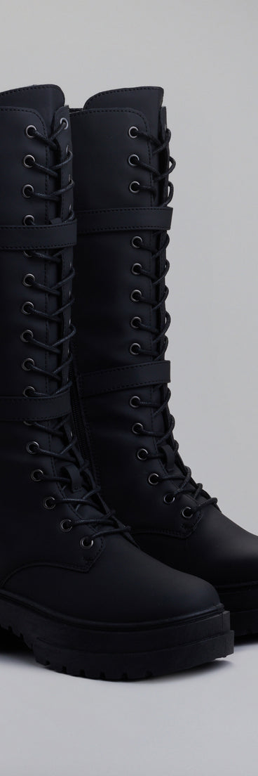 Serve and Slay Under The Knee Combat Boots