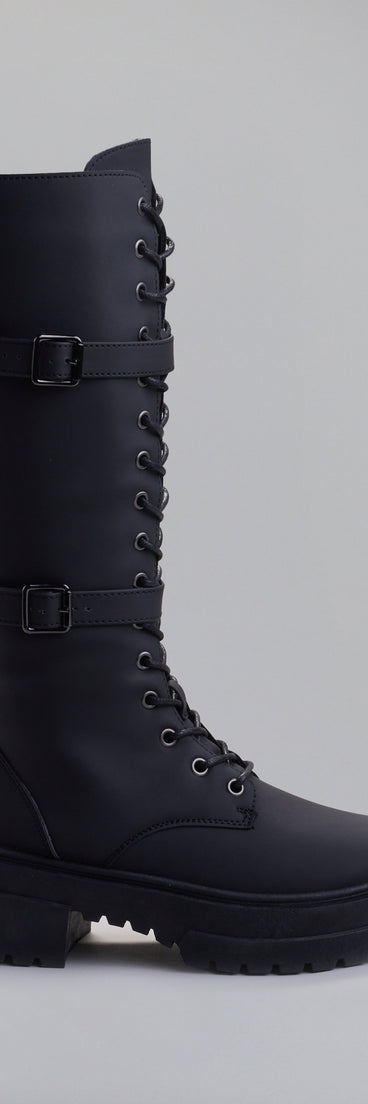 Serve and Slay Under The Knee Combat Boots