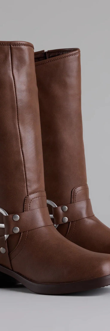 Bring The Edge Buckled Square Toe Boots