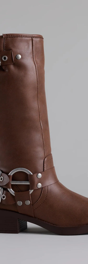 Bring The Edge Buckled Square Toe Boots