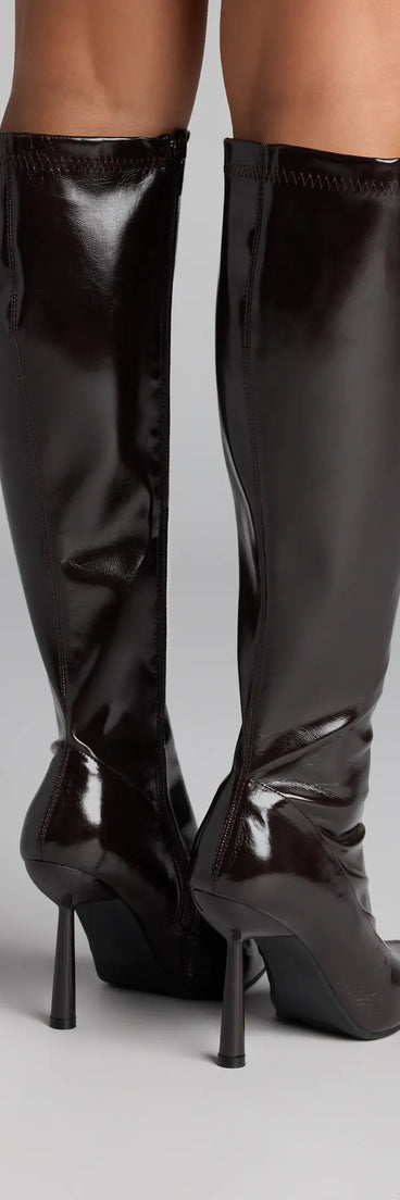 Major Strut Faux Leather Knee-High Stiletto Boots