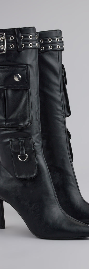 This piece brings trend-right energy to the Hot on the Heist Buckled Pocket Stiletto Boots, perfect for fall outfits that stand out.