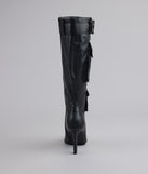 Hot on the Heist Buckled Pocket Stiletto Boots