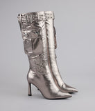 Hot on the Heist Buckled Pocket Stiletto Boots