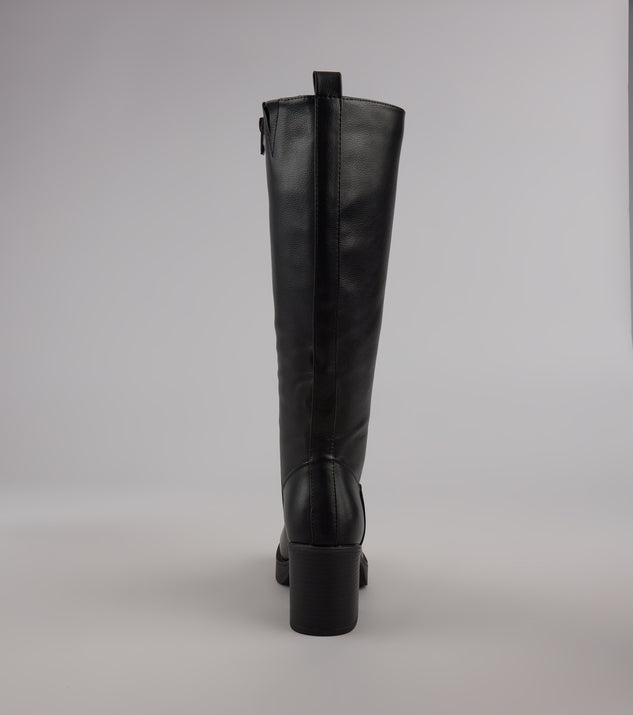 eRiNGo　0331 Steppin Up Block Heel Knee High Boots | Windsor