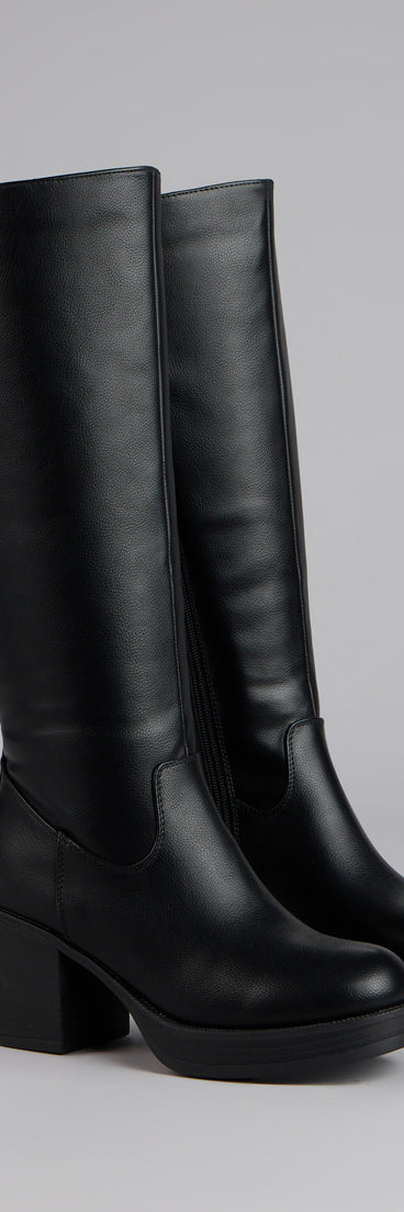 This black piece brings trend-right energy to the City Edge Wide Calf Platform Boots, perfect for fall outfits that stand out.