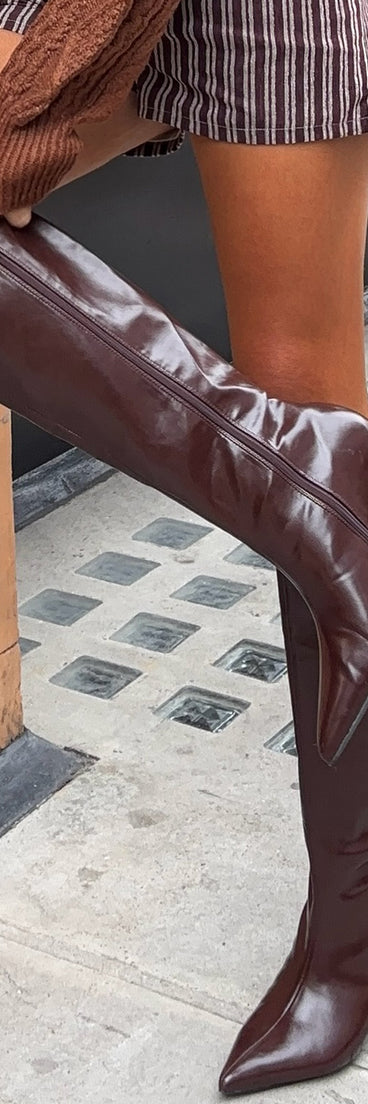 Sleek Stance Faux Leather Stiletto Boots