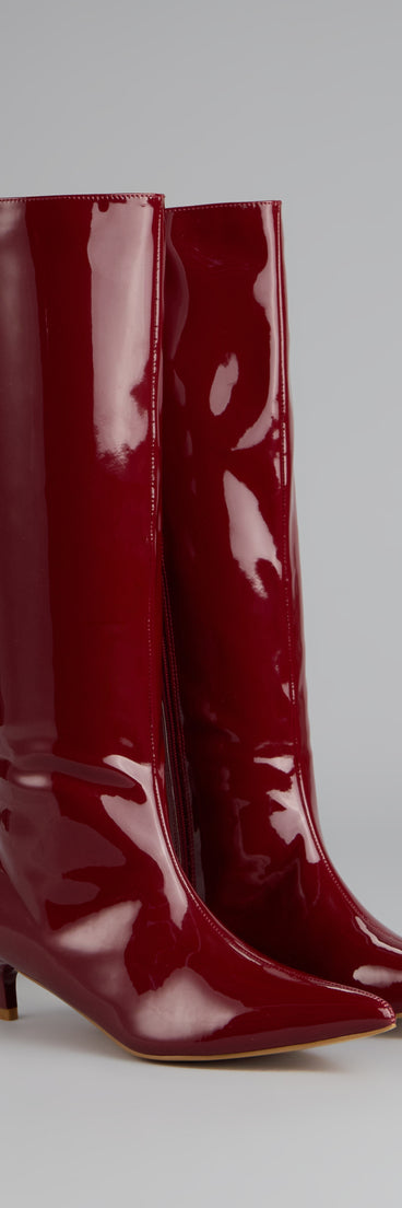 This piece brings trend-right energy to the Attitude Strut Patent Stiletto Boots, perfect for fall outfits that stand out.