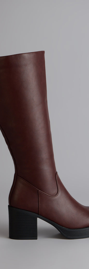 Steppin Up Block Heel Knee High Boots