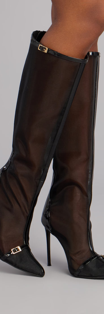 Bold Statement Mesh Under-The-Knee Boots