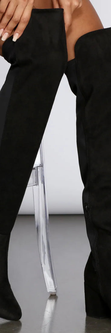 50/50 Block Heel Over The Knee Boots