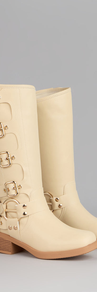 Totally Edgy Buckled Square Toe Boots