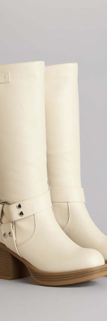 Sleek Strut Under-The-Knee Moto Boots