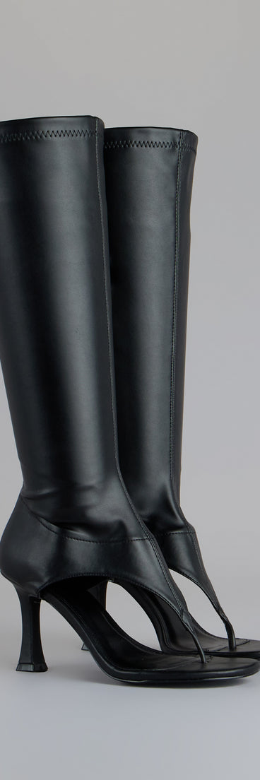 Step Ahead Open Thong Stiletto Boots