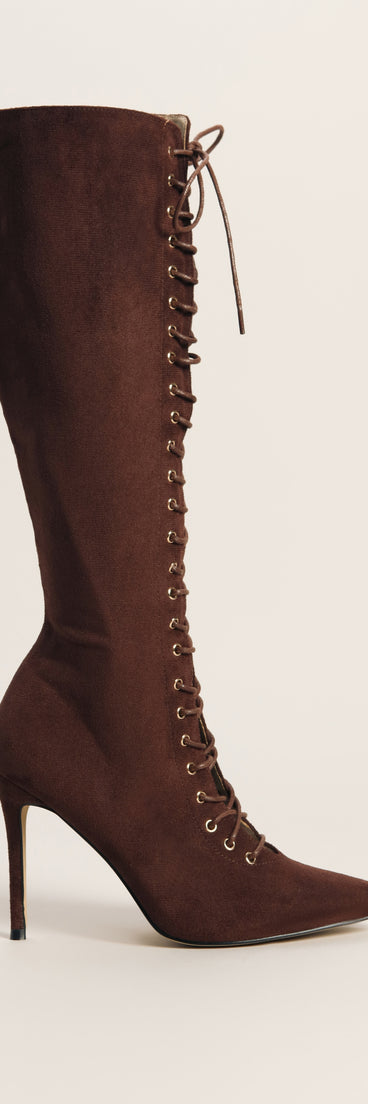 Lace Me Up Suede Stiletto Boots