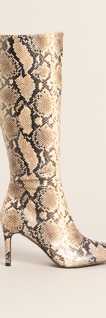 Wild Card Snake Print Knee High Boots