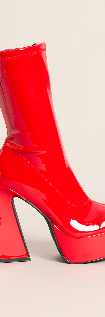 Step It Up Patent Faux Leather Platform Boots