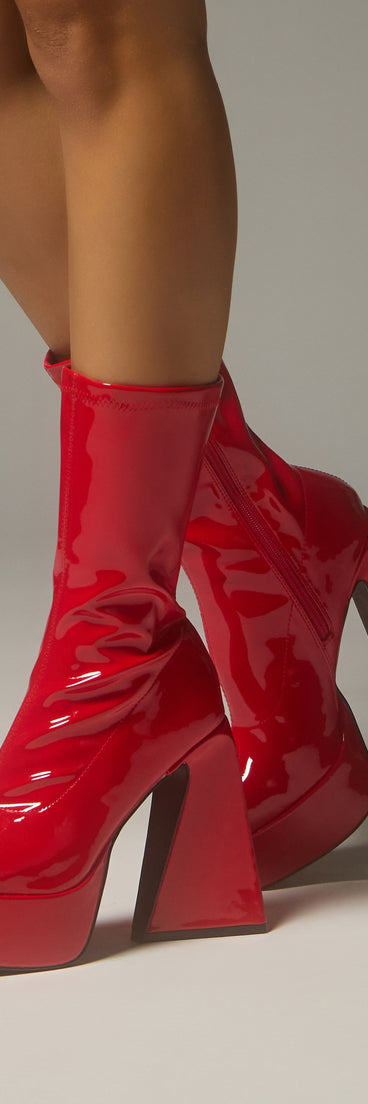 Step It Up Patent Faux Leather Platform Boots