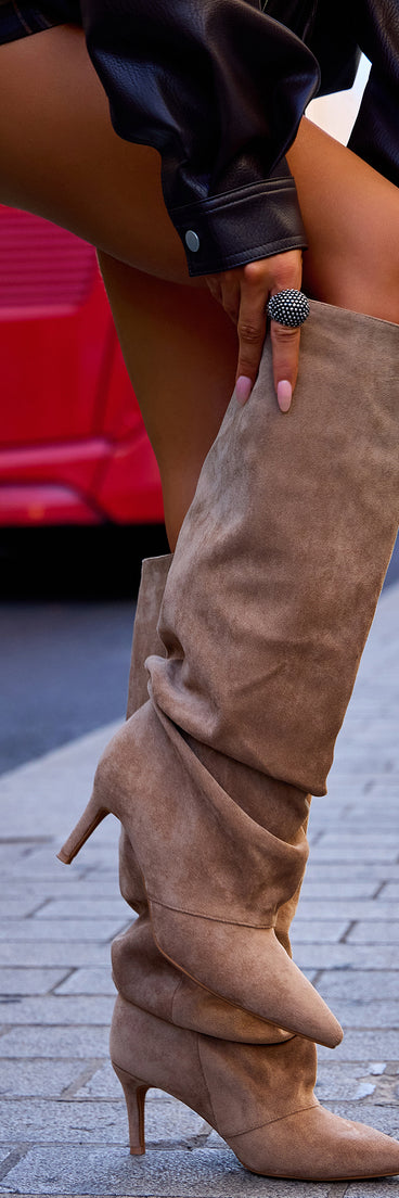 City Strut Microsuede Scrunch Stiletto Boots