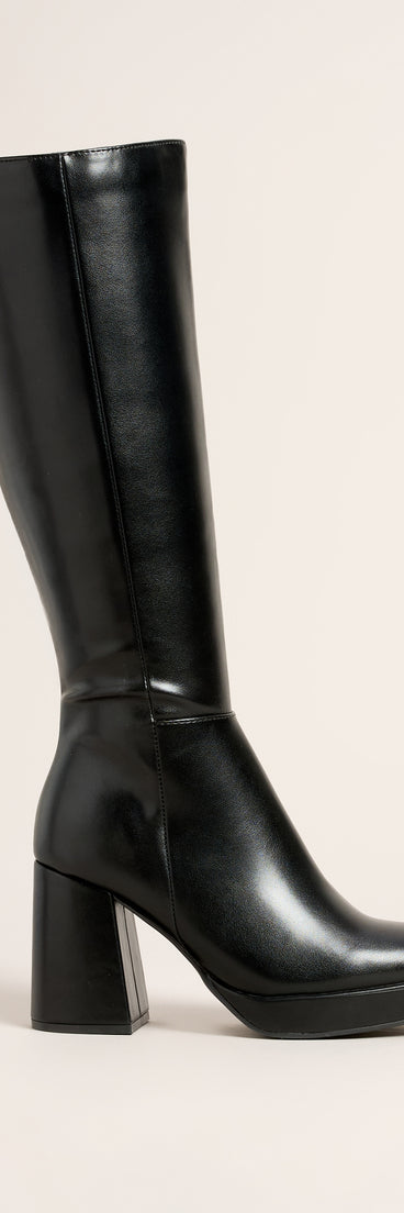 High Step Platform Knee High Boots