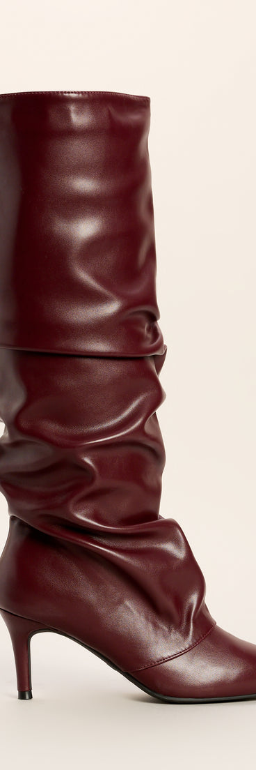 City Sleek Scrunch Faux Leather Stiletto Boots