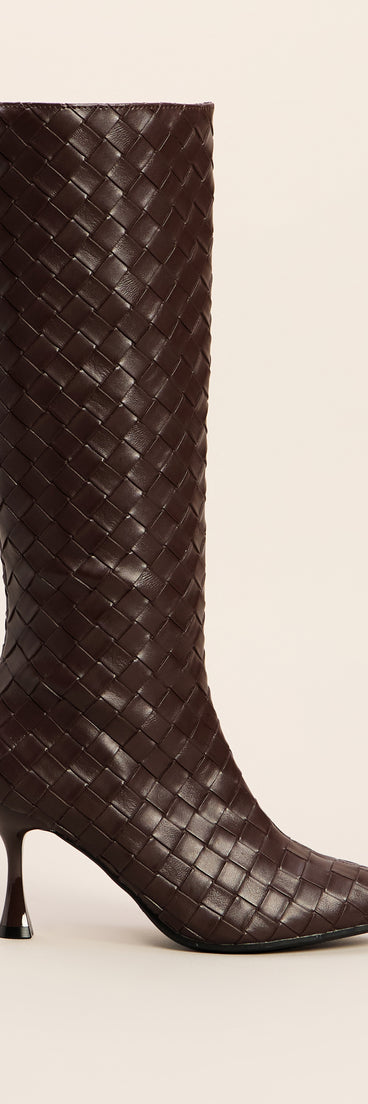Woven With It Knee High Stiletto Boots