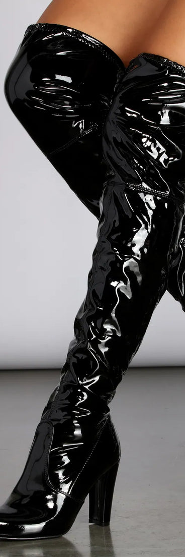 Patent Over The Knee Boots