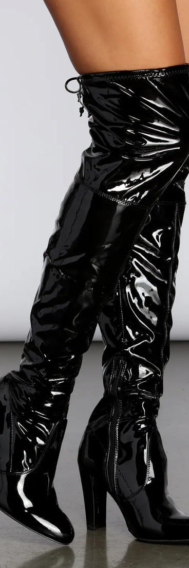 Patent Over The Knee Boots