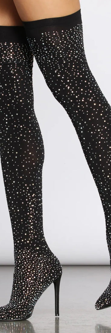 Rhinestone Qween Stocking Boots